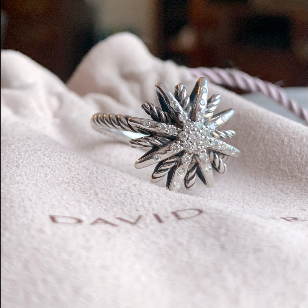 David Yurman Diamond Starburst ring sz 9
